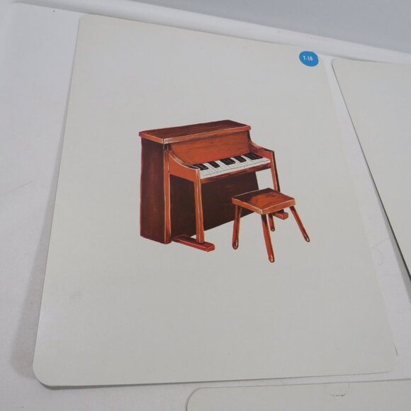 Peabody Music Instruments 60's (3) cards Vintage Artwork Piano, Guitar, Drum - Picture 2 of 6